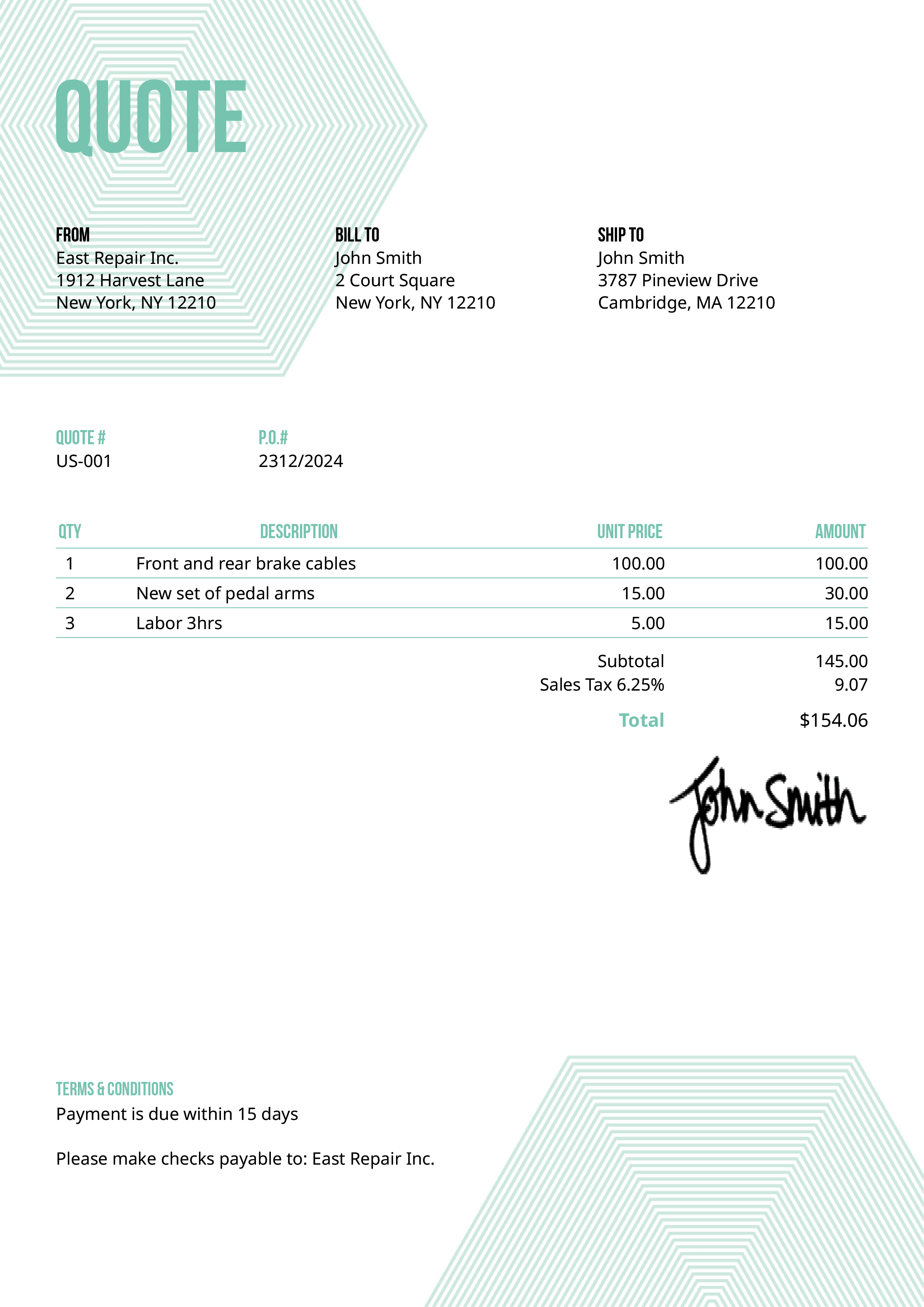 Quote Template Us Hexagons Turquoise 