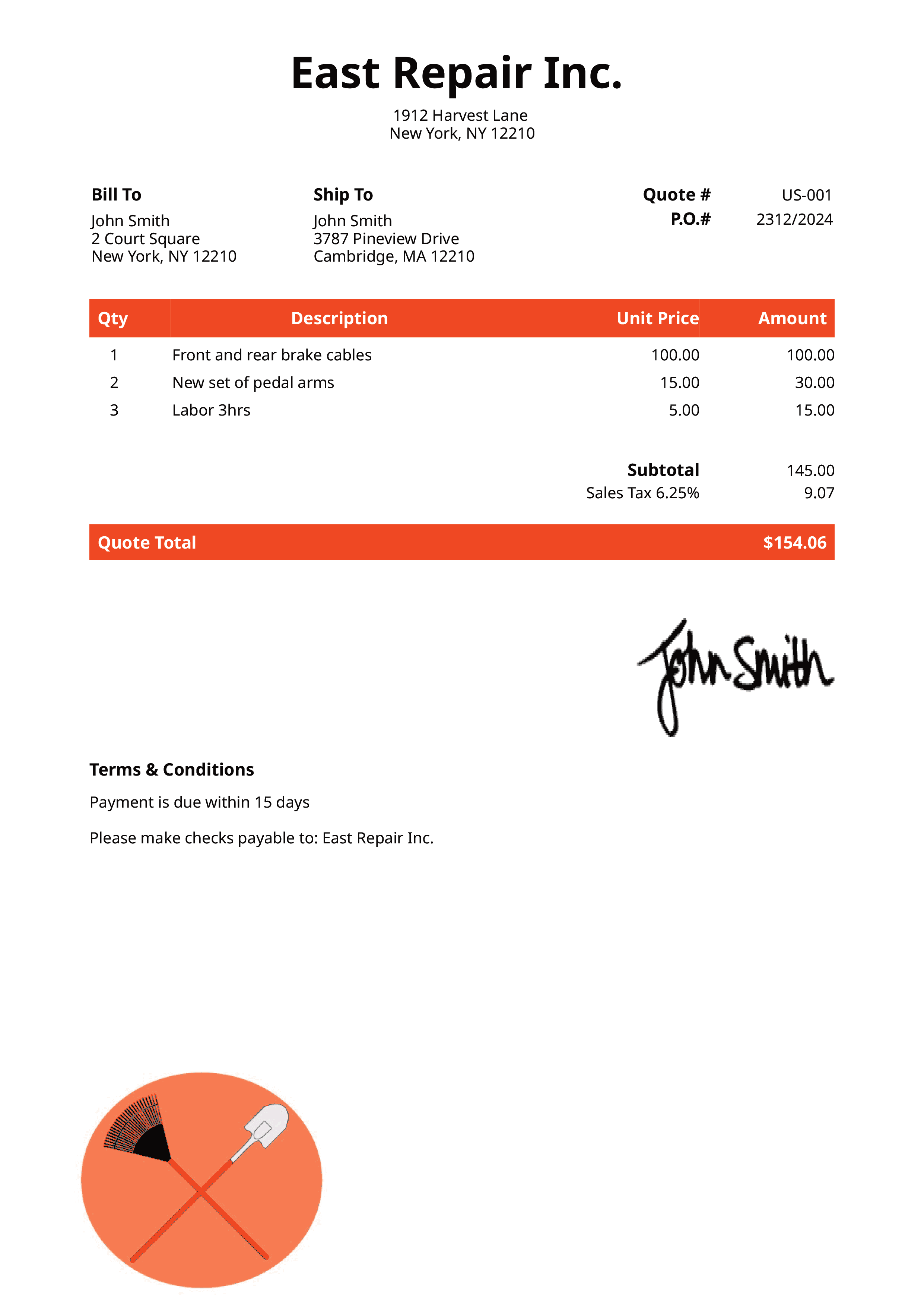 Quote Template Us Landscaper Orange 