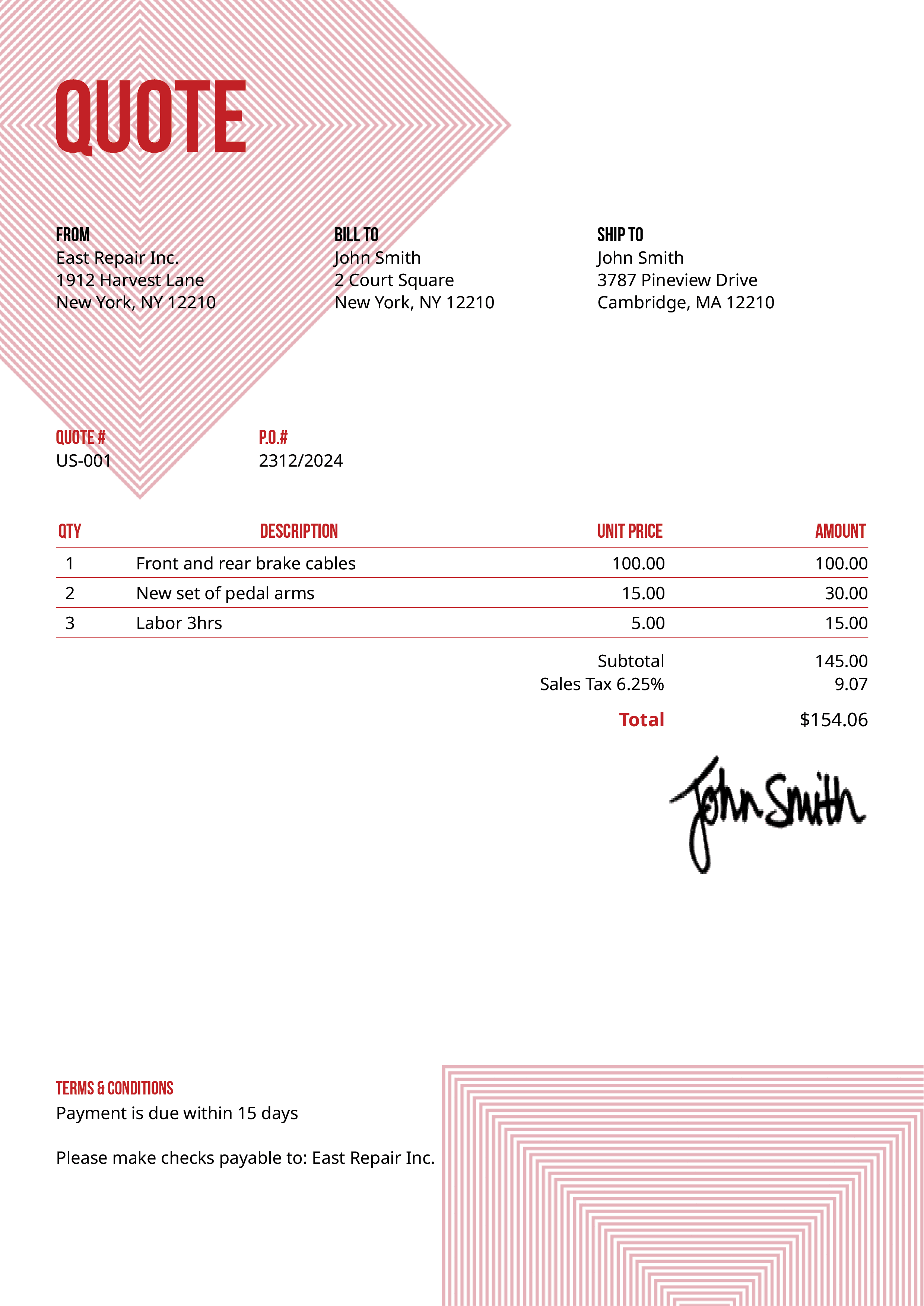Quote Template Us Squares Red 