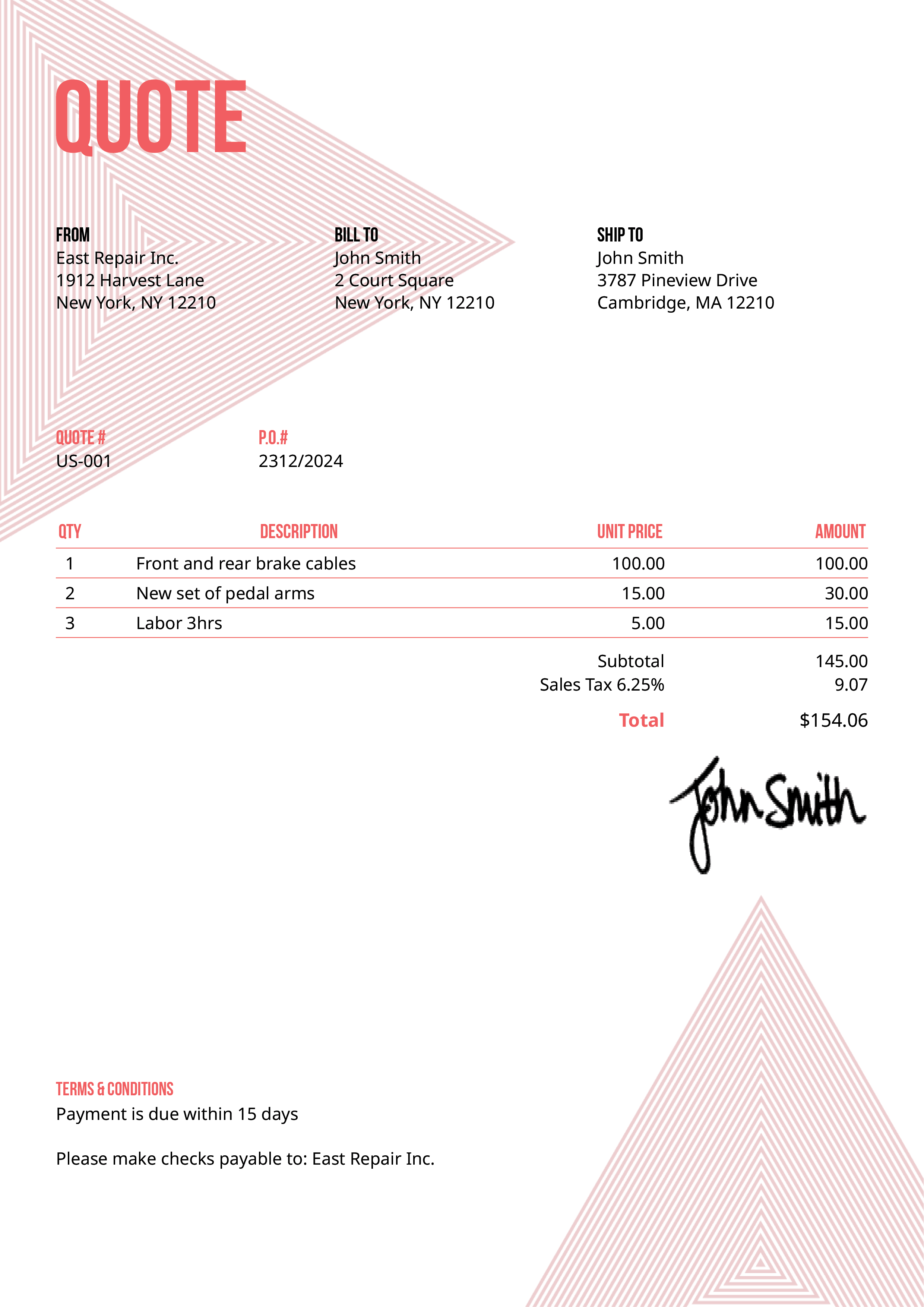 Quote Template Us Triangles Pink 