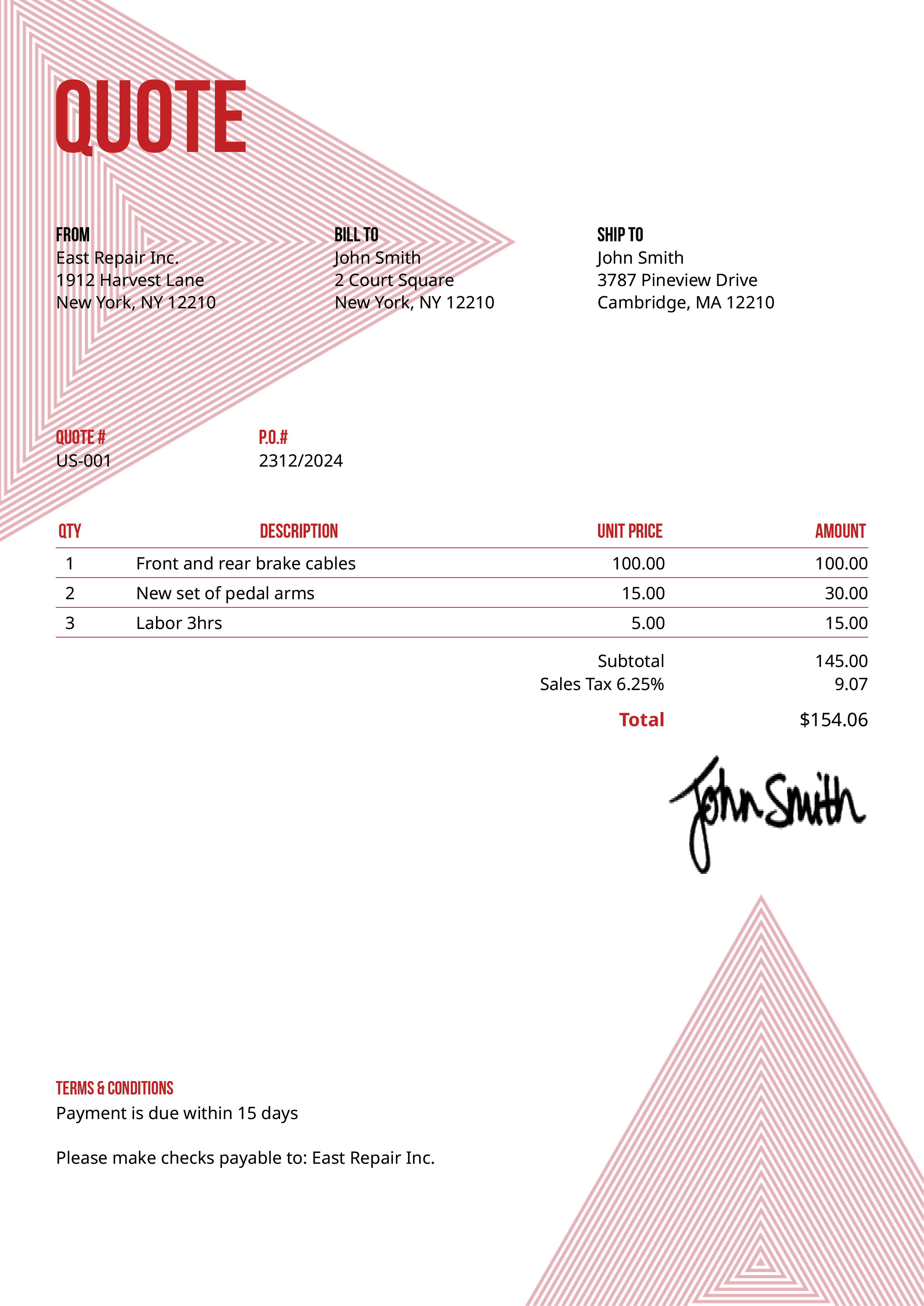 Quote Template Us Triangles Red 
