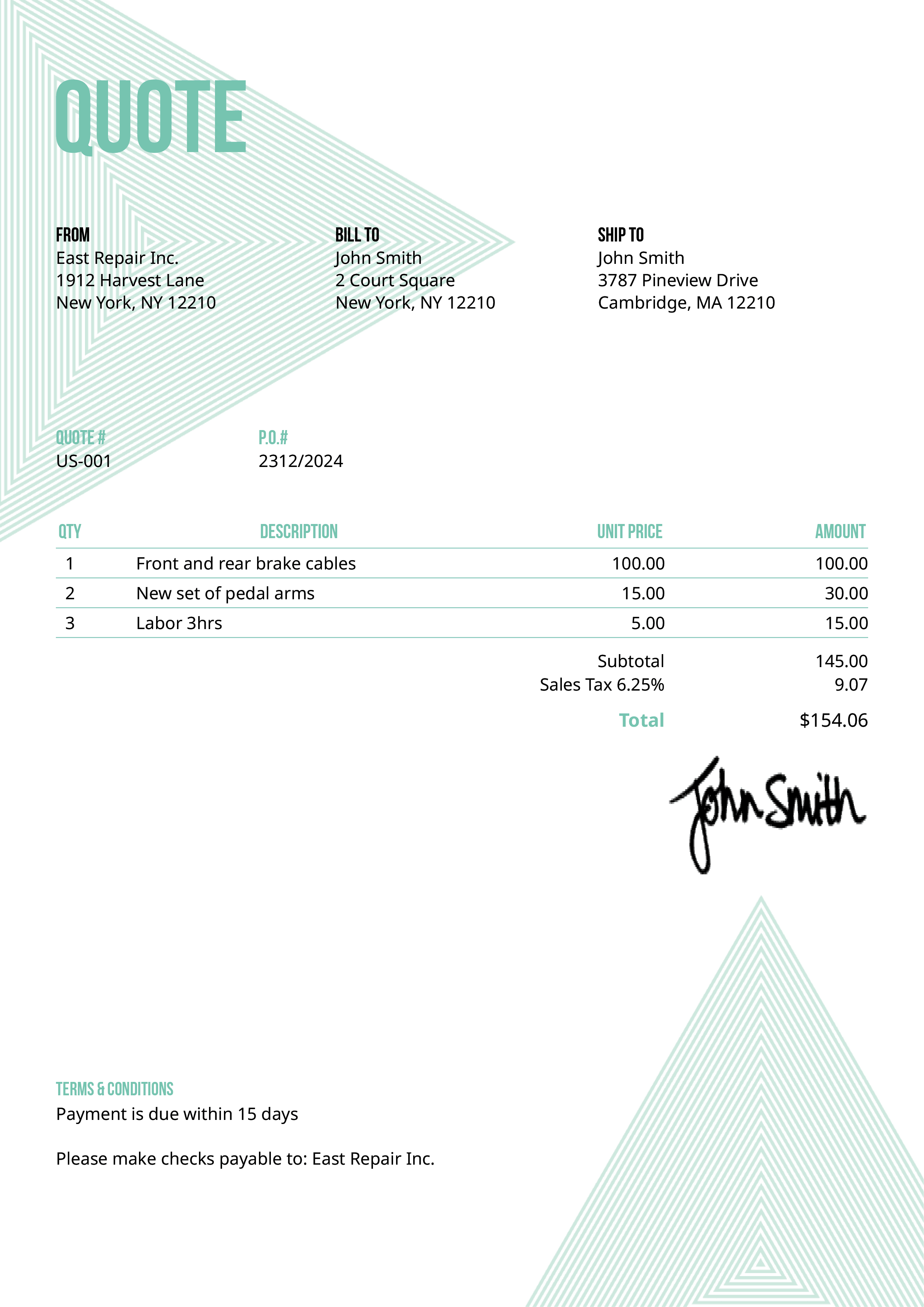 Quote Template Us Triangles Turquoise 