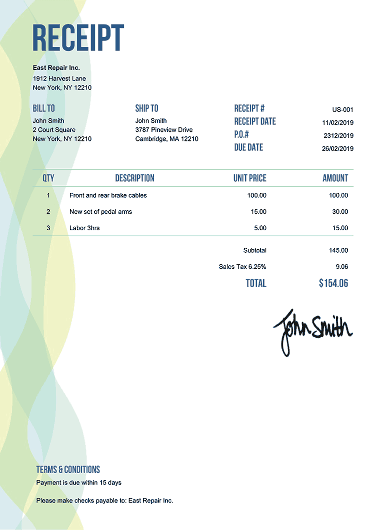 Free Receipt Templates Quickly Create Send Receipts