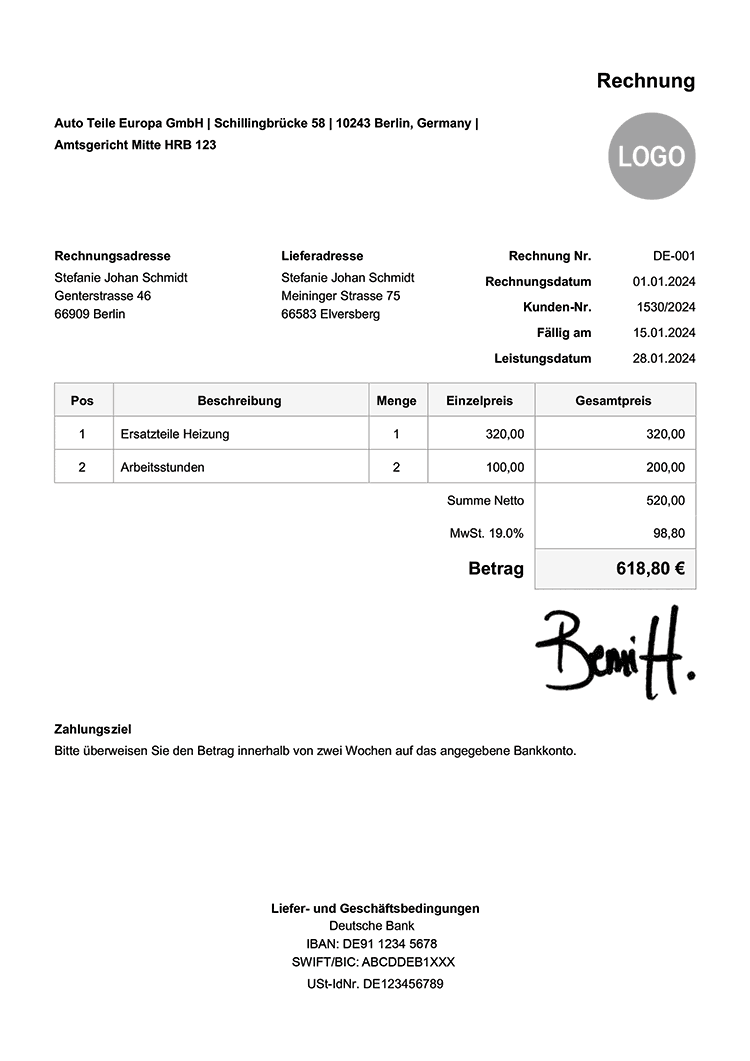 Rechnung Schreiben Vorlage Kostenlos Meltemplates Meltemplates 