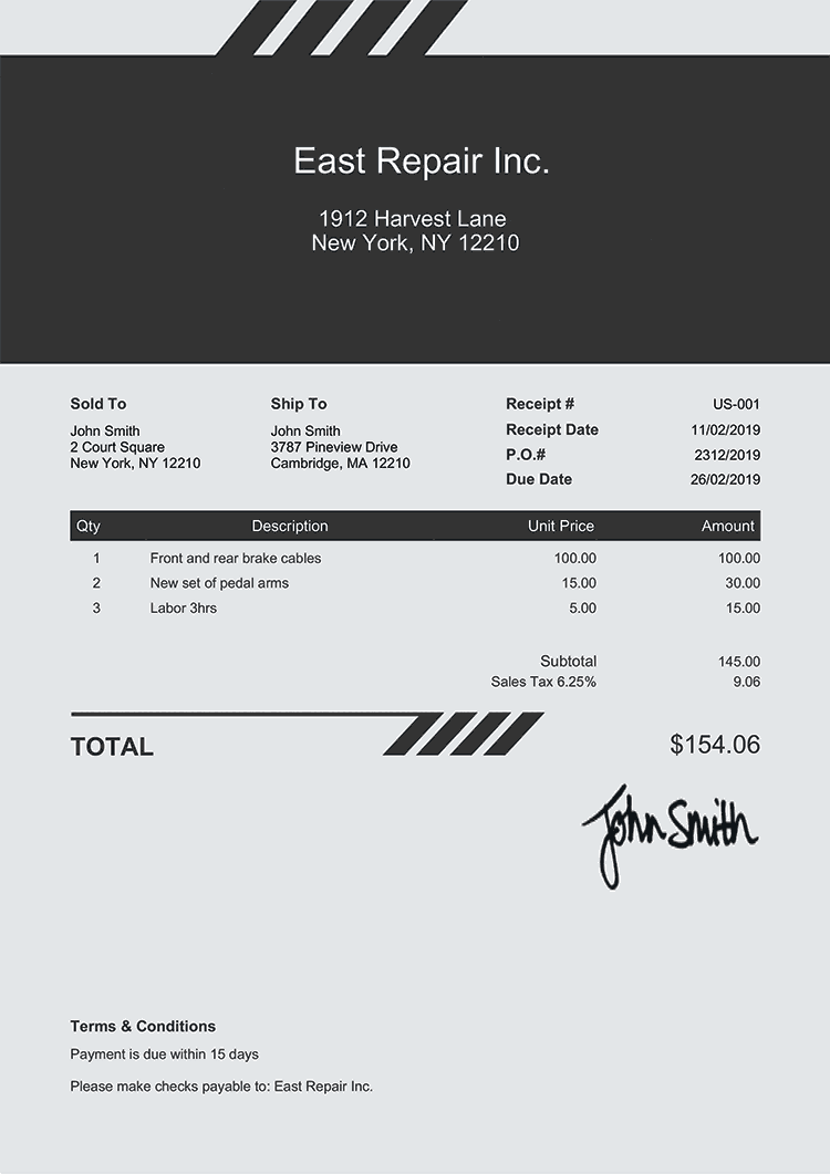Sales Receipt Template Us Be Bold 