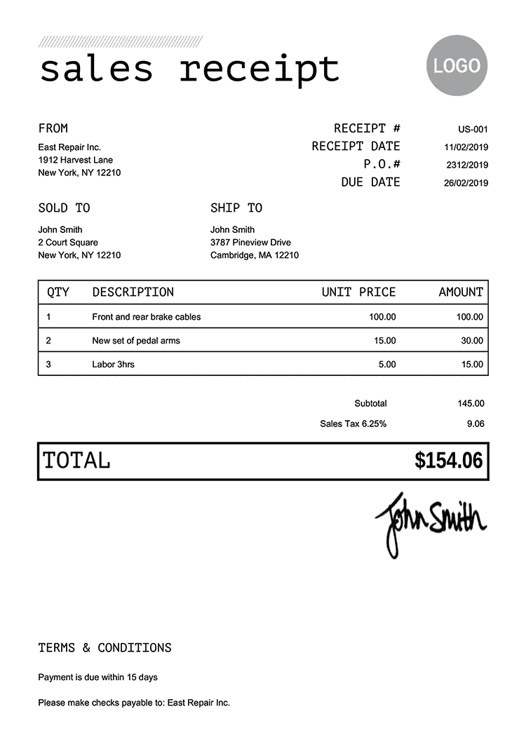 invoice receipt