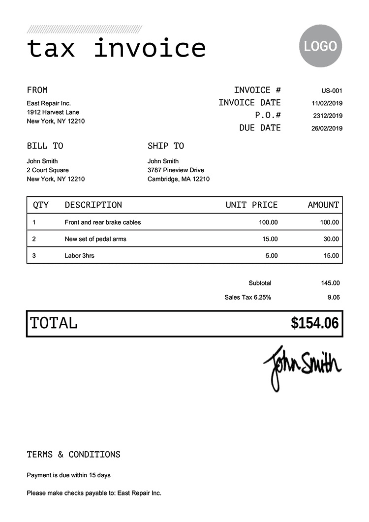 Tax Invoice Templates Quickly Create Free Tax Invoices