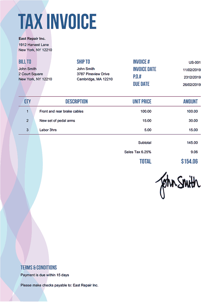 Tax Invoice Template Free Download - Invoice